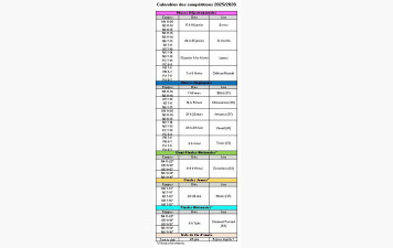 Calendrier des Compétitions 2026